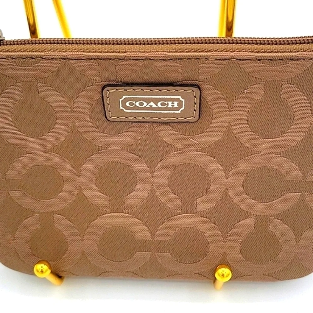 COACH Wristlet Op C Print Taupe Color Slip Pocket Care Instructions Included
